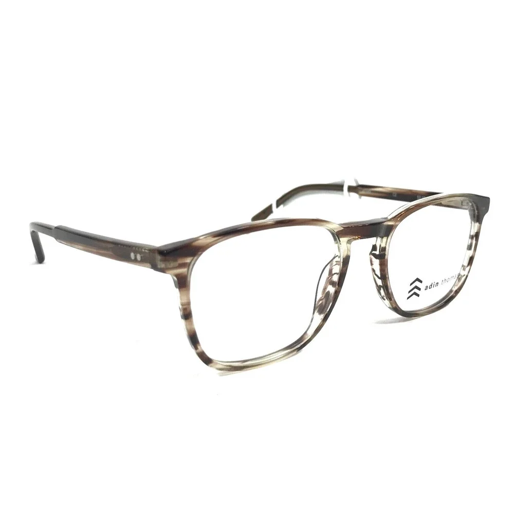 Adin Thomas Eyeglasses Frames AT-560 C2 Coffee Demi Striped Full Rim 52-18-140